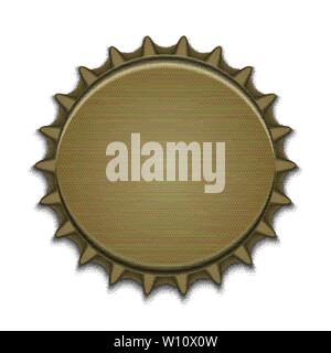 Metallic bottle cap on white background. Top view Stock Vector