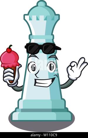 With ice cream chess queen on the mascot chessboard Stock Vector