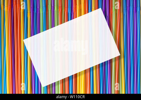 background of colorful cocktail tubes, straw for drinks, mockup Stock Photo