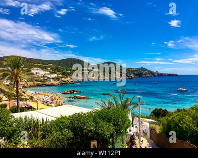 Cala Tarida Beach and beautiful mediterranean coastline in Ibiza island ...