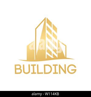 Sun over Cityscape Skyscrapers Business city Logo design vector template. Real Estate Architecture Construction Logotype concept icon. Stock Vector