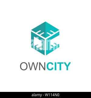 Letter oc with building logo Template design Stock Vector