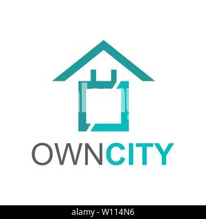 Letter oc with building logo Template design Stock Vector