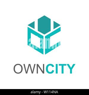 Letter oc with building logo Template design Stock Vector