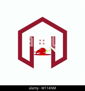 Letter h with chili house logo design Stock Vector