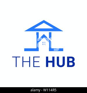 Letter t icon with building logo design template Stock Vector