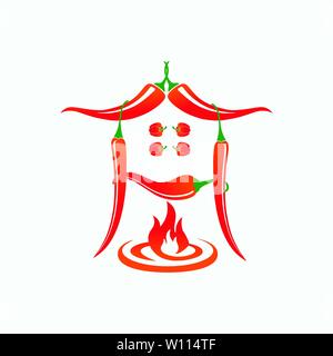Chili house logo design template Stock Vector