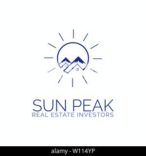 Logo with sun and house. Vector logo, badge scout. Stock Vector