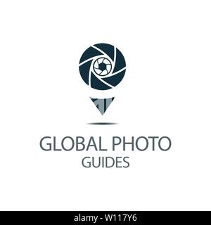 photo locator camera logo template design Stock Vector