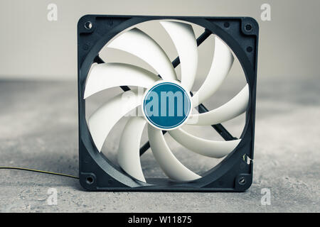 Computer Cooler Fan CPU or PC Case on Dark Background Stock Photo