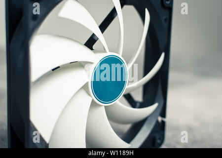 Computer Cooler Fan CPU or PC Case on Dark Background Stock Photo