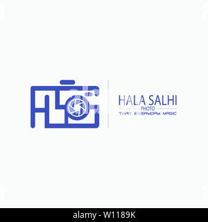 Letter sh with around the camera icon logotype design Stock Vector