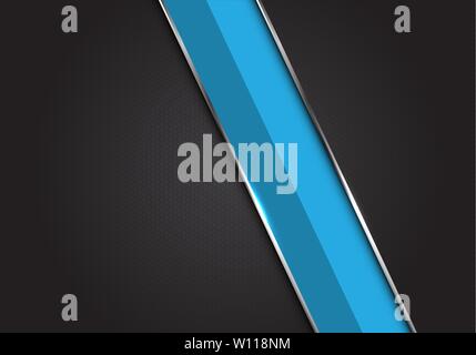Abstract blue silver line slash on dark grey black hexagon mesh pattern design modern luxury futuristic background vector illustration. Stock Vector
