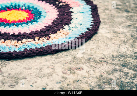homemade door mat  carpet colorful outside on the ground Stock Photo