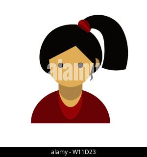 Girl icon, avatar symbol isolated on white Stock Vector