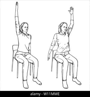 https://l450v.alamy.com/450v/w11mme/the-girl-sits-on-a-chair-and-is-engaged-in-physical-therapy-vector-format-imitation-of-freehand-drawing-set-of-isolated-black-and-white-gymnast-vec-w11mme.jpg