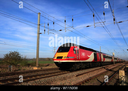 LNER train 43319, London and North Eastern Railway, East Coast Main Line Railway, Peterborough, Cambridgeshire, England, UK Stock Photo