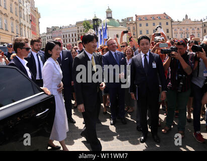 Krakow. Cracow. Poland. The visit of Japanese Crown Prince Fumihito and his wife Crown Princess Kiko. Stock Photo