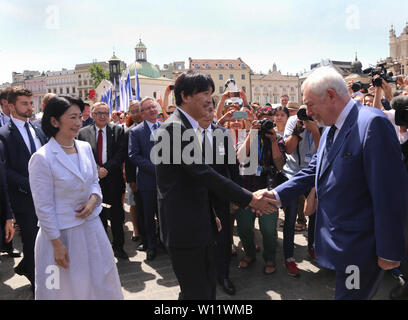 Krakow. Cracow. Poland. The visit of Japanese Crown Prince Fumihito and his wife Crown Princess Kiko. Stock Photo