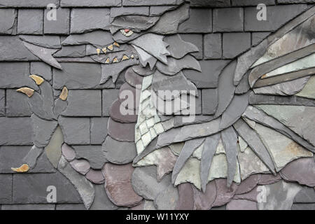 Welsh Slate Dragon Stock Photo