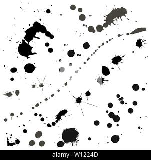 Grunge blots. Vector paintbrush set. Round grunge design elements. Dirty texture banners. Ink splatters. Painted objects. Stock Vector