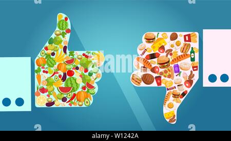 Balance Of Healthy And Unhealthy Food Vector. Isolated Cartoon Illustration  17390043 Vector Art at Vecteezy