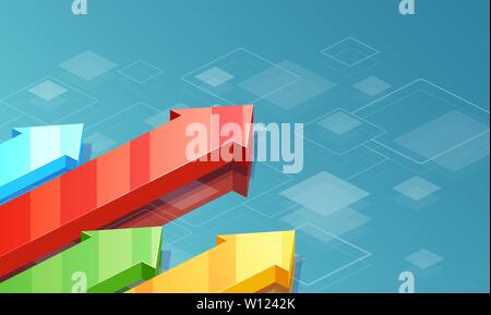 Vector concept of abstract 3D statistics background with arrows growing up Stock Vector