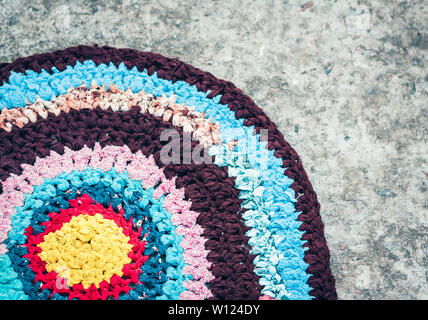 homemade door mat  carpet colorful outside on the ground Stock Photo