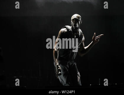 Stormzy performing on the Pyramid Stage during the Glastonbury Festival, at Worthy Farm in Pilton, Somerset. PRESS ASSOCIATION Photo. Picture date: Friday June 28, 2019. Photo credit should read: Yui Mok/PA Wire Stock Photo