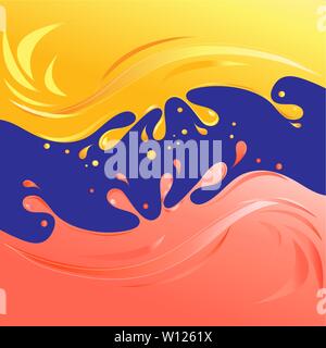 Vector bright yellow citrus and strawberry juices on a dark background. Template for web page or advertising juices. Stock Vector