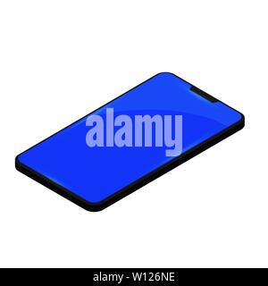 Modern Smartphone on Blue Background. New App and Social Network. Mobile Phone Connecting Stock Vector