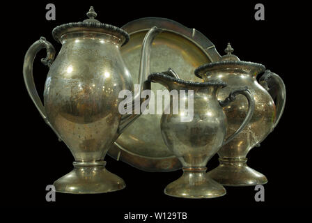 Dutch style still-life with kitchen ware on black background Stock Photo