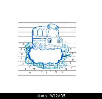 Back to school card, frame with a cute school bus Stock Vector
