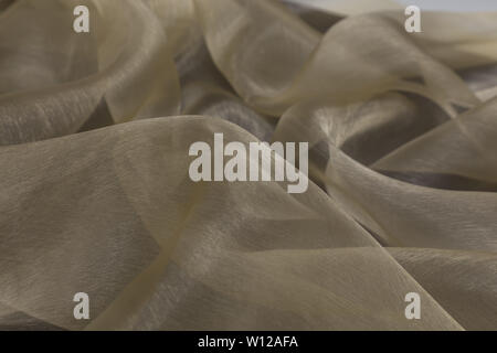 Beautiful close up of white silk fabric with textile texture background Stock Photo
