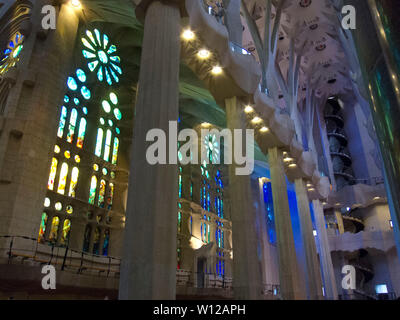 Interior of Gaudi's Sagrada Familia cathedral in Barcelona, Spain.  Still under construction after 137 years. Stock Photo
