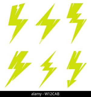 Thunder and Bolt Lighting Polygonal Flash Logo Set Stock Vector