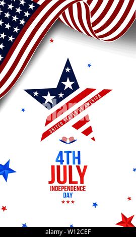 Creative Invitation Flyer decorated with blue and red text for 4th of July Stock Vector