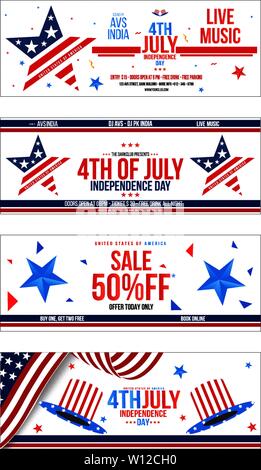 4th of July Cover Designs on white background Stock Vector