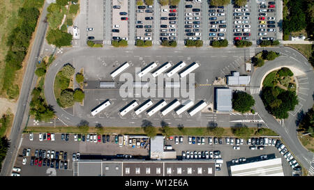 Aerial photo of a bus station in La Rochelle, France Stock Photo