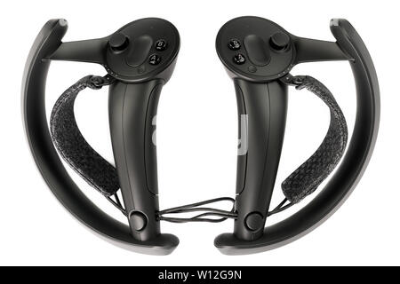 virtual reality controllers on a white background, editorial Stock Photo