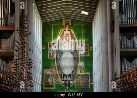 Coventry, Warwickshire, United Kingsom, June 27th 2019, Graham Sutherland Christ in Glory Tapestry in the Modern Cathedral Church of Saint Michael Stock Photo