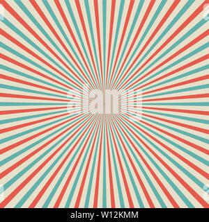 Retro Style Pop Art Sunburst background with radial lines. Vector illustration Stock Vector