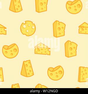 Cheese seamless pattern of appetizing milk product Stock Vector