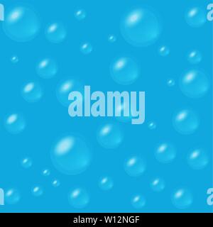 Bubbles on blue background. Seamless texture vector illustration blue color Stock Vector