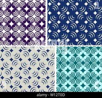 Geometric seamless patterns. Set of monochrome ornaments. Vector background Stock Vector