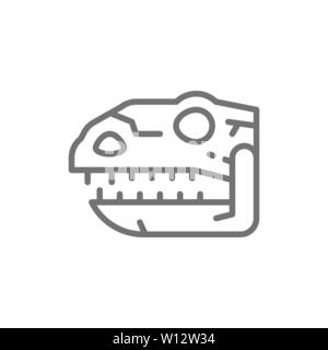 Tyrannosaurus skull, t-rex head, dinosaur bones, prehistoric time line icon. Stock Vector