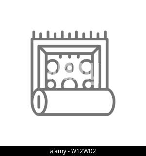 Classic Indian handmade carpet, interior decoration line icon. Stock Vector