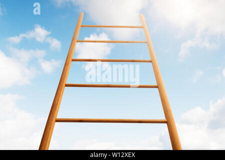 Development and Motivation. Ladder Against Blue Sky Stock Photo