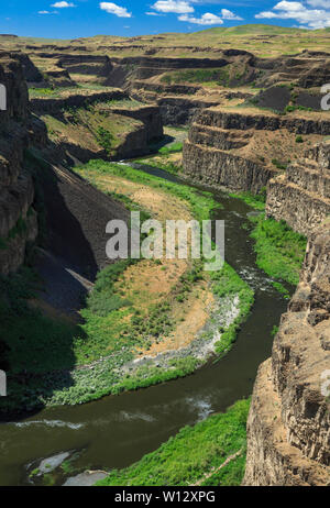 palouse river in a canyon below palouse falls near washtucna, washington Stock Photo