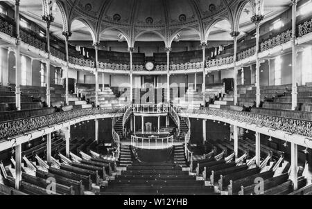 Interior of the Metropolitan Tabernacle, where English Baptist pastor Charles Haddon (C.H.) Spurgeon ministered in the later 19th century. Stock Photo